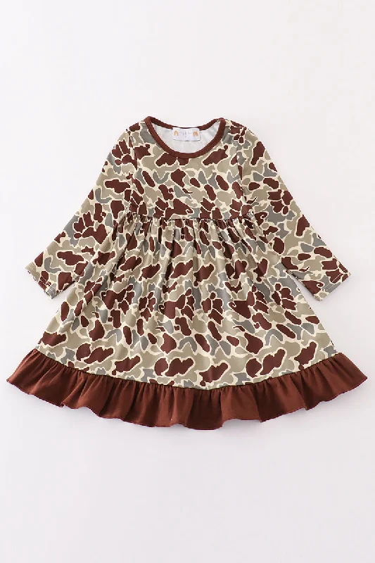 Clearance Sale Camouflage print ruffle dress