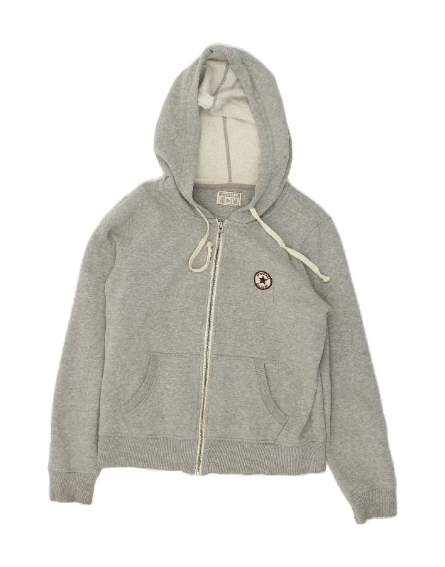 Huge Discounts CONVERSE Womens Zip Hoodie Sweater UK 14 Large Grey