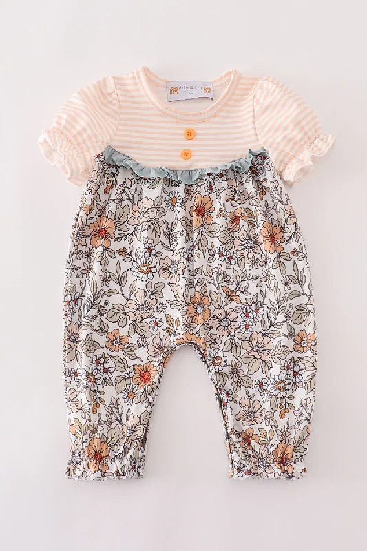 Closeout Sale Beige vintage floral girl romper