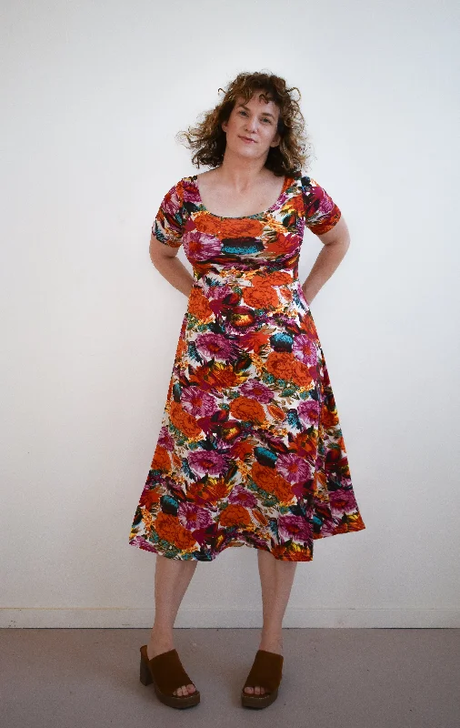 Blowout Deals Megumi Dress in Fall Floral Midi Sleeve