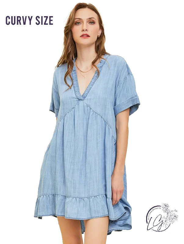 Limited Time Offer Curvy Denim Impressions Mini Dress