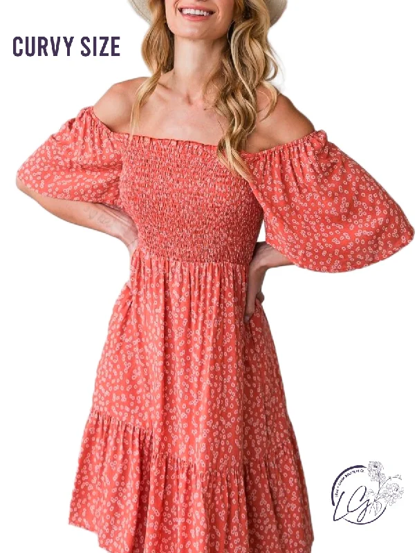 Great Bargains Curvy Angel Face Smocked Dress