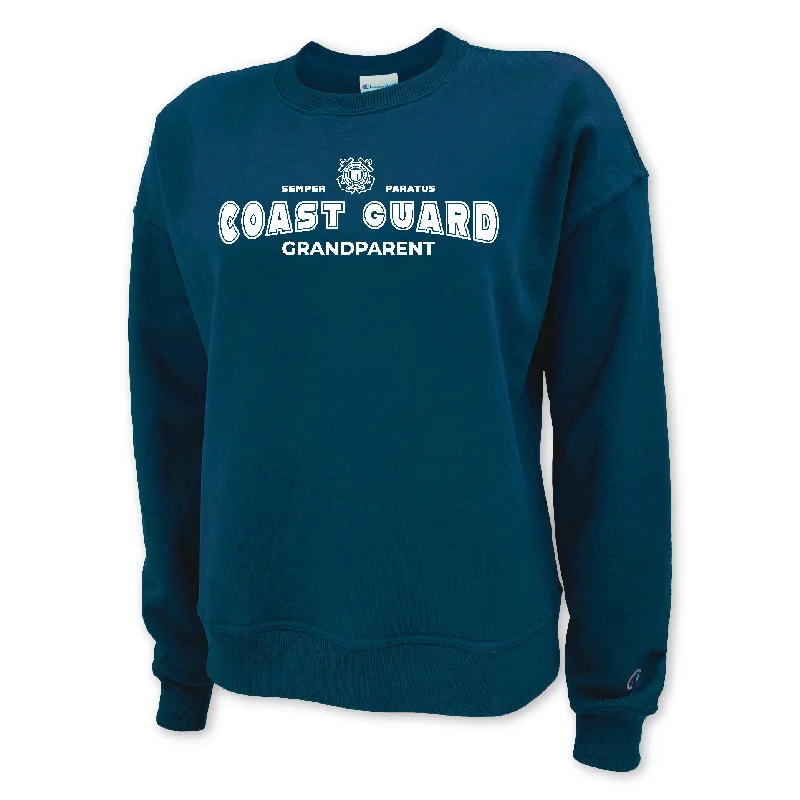 Can't Miss Coast Guard Champion Grandparent Ladies Crewneck (Navy)
