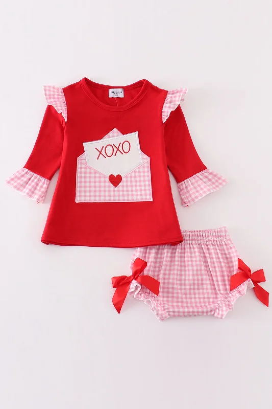 Buy Now Red valentine XOXO applique girl bloomer set