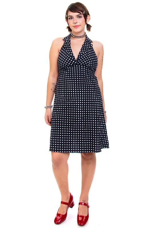 Vintage Y2K Miss Polka Dot Halter Dress - L