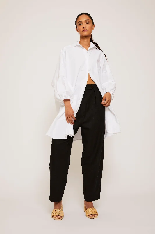 Flash Deals Cotton Smock Blouse - White