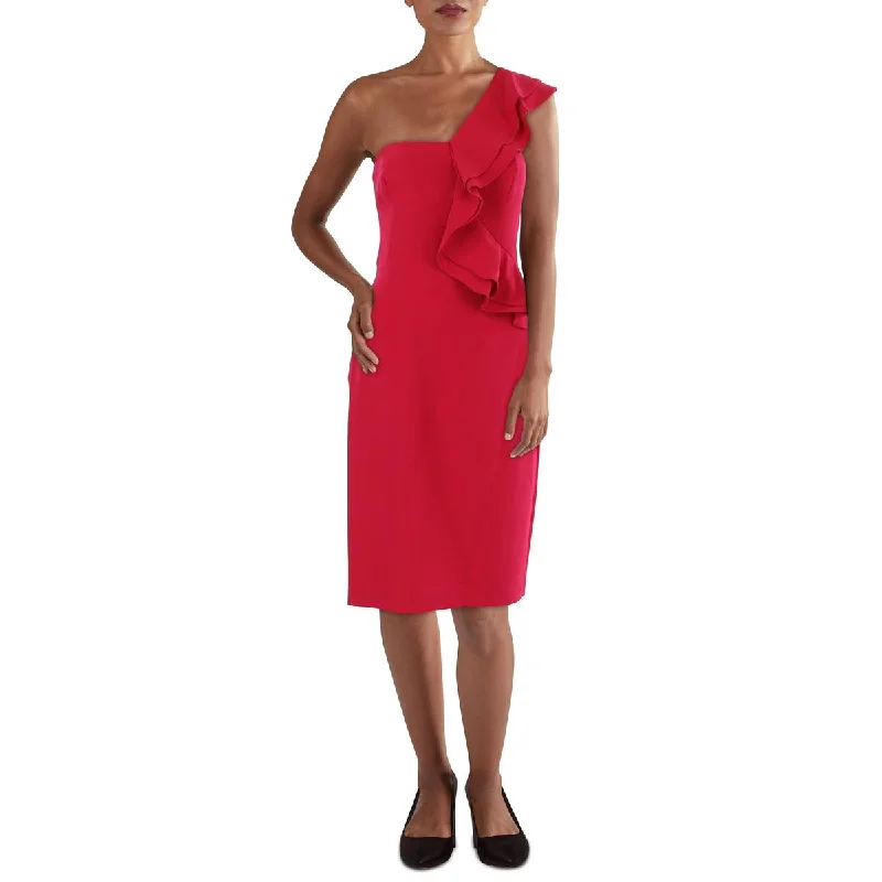 Womens Knit One Shoulder Cocktail And Party Dress