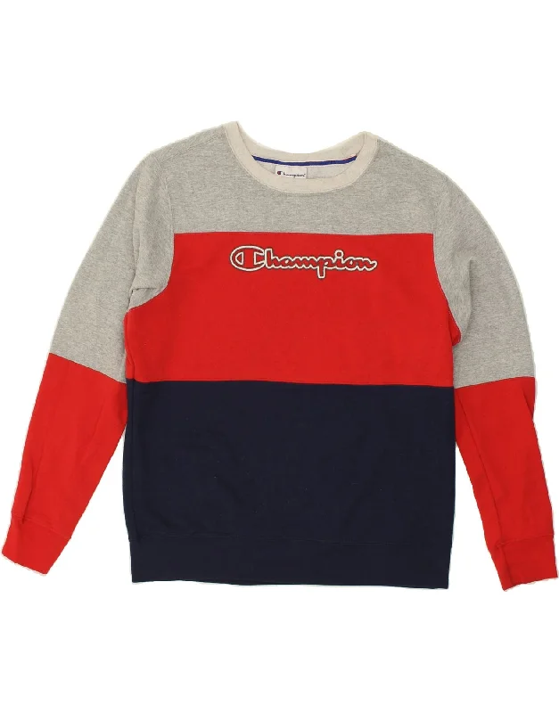 Big Savings CHAMPION Womens Graphic Sweatshirt Jumper UK 16 Large Red Colourblock