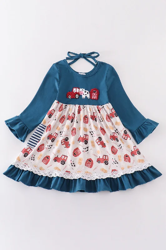 Instant Savings Navy farm french knot dress