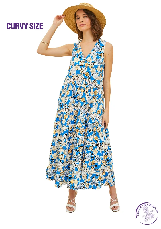 Deal Explosion Curvy On Vacation Time Printed Maxi Dress